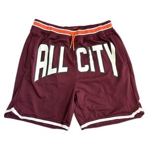 Just Don All City Basketball Shorts Men's Size L Burgundy Red Mesh Sporty